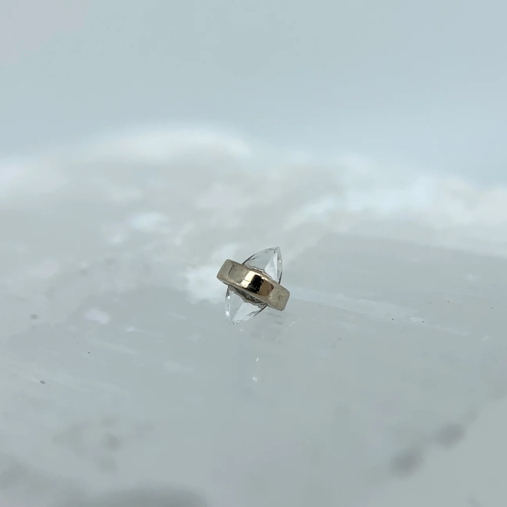 PUPIL HALL Pair (2) 14k white gold & white topaz Crystalized Mini Threadless End